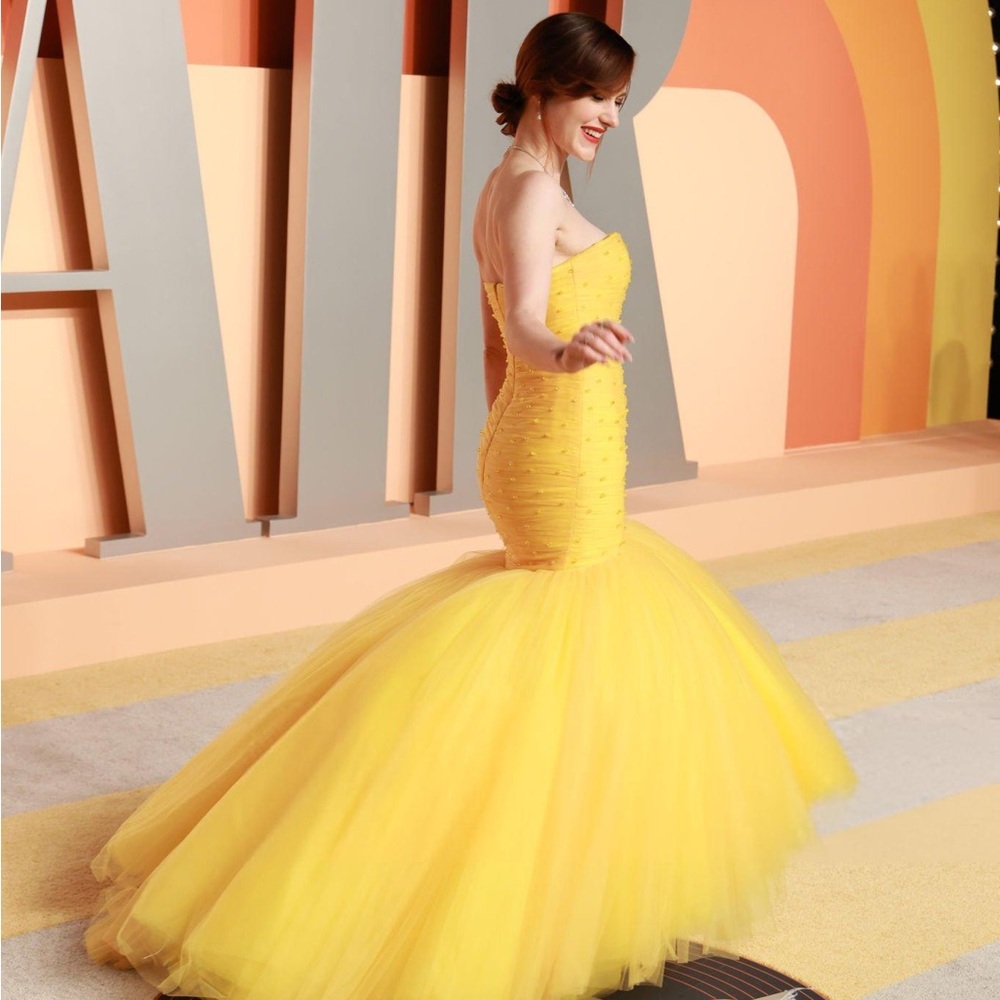 New NWT Carolina Herrera Embroidered Strapless Mermaid Gown Taxi Cab Yellow 8 - Picture 7 of 12